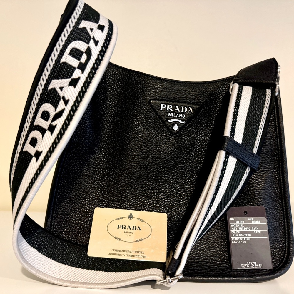 Prada Leather Hobo 2024 Tessuto City - Authentic